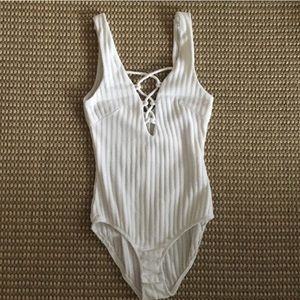 LF white ribbed bodysuit / 5 for $25